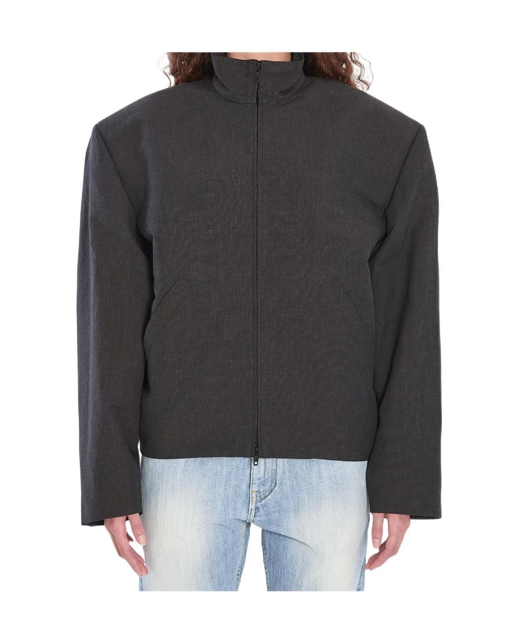 Balenciaga Black High-Neck Zipped Jacket