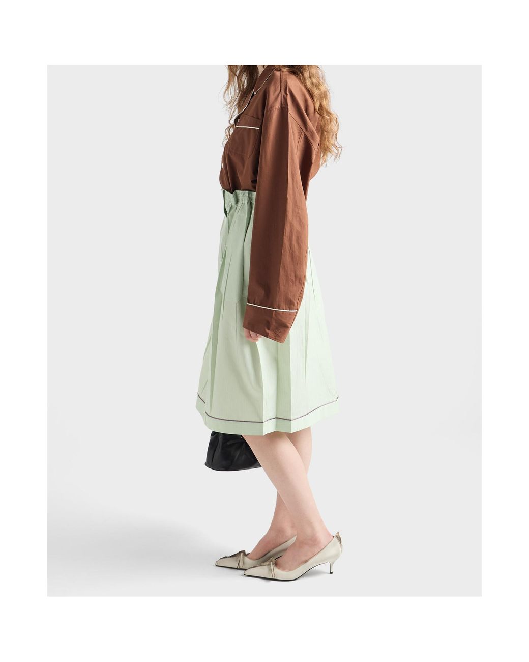 Prada Green Elasticated Waistband Midi Skirt
