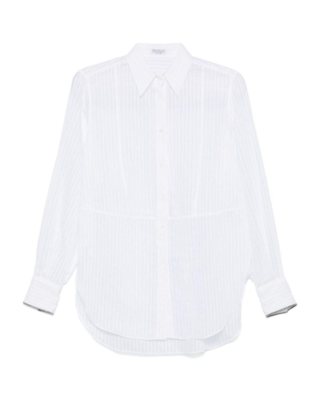 Brunello Cucinelli White Striped Shirt