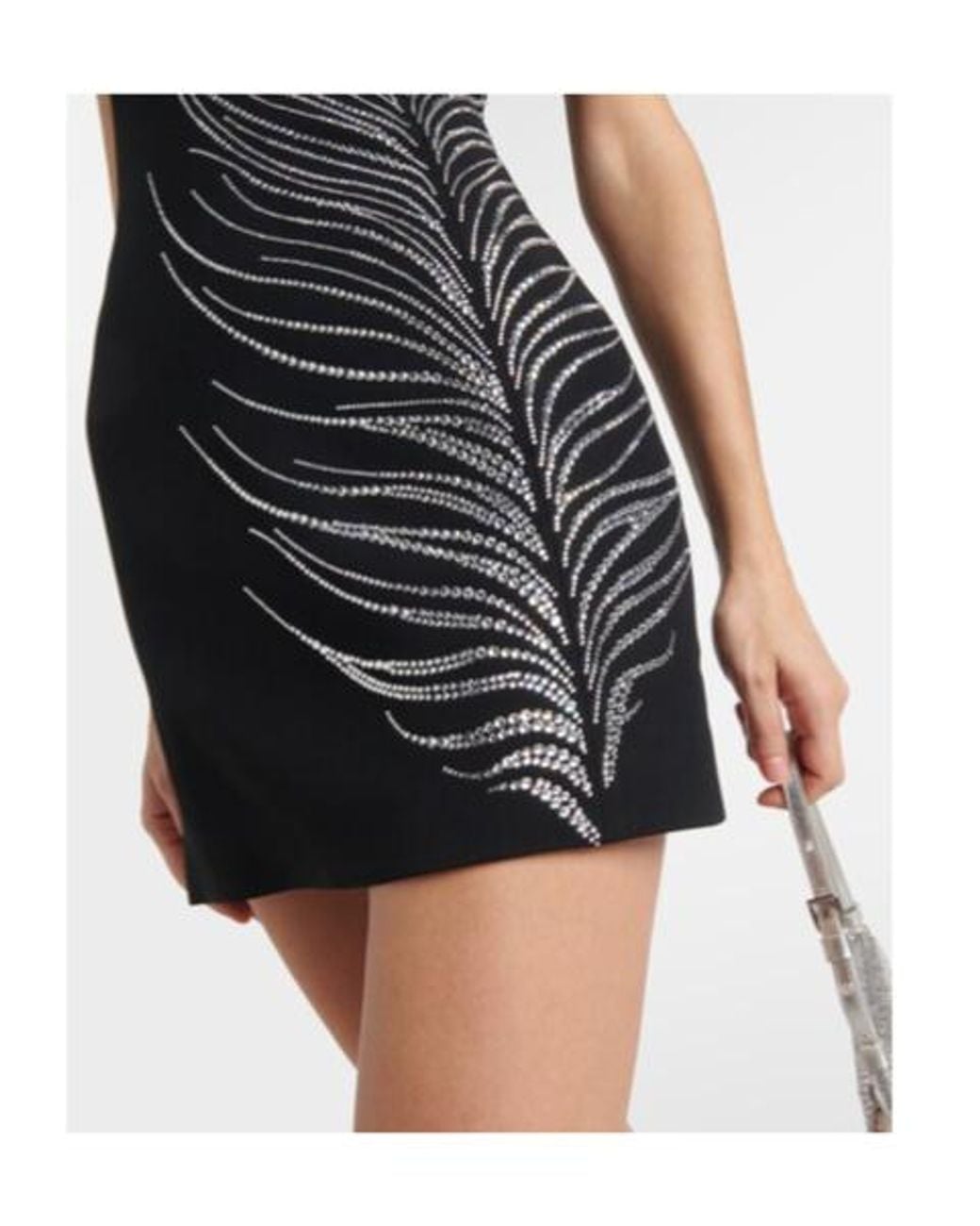 David Koma Black Crystal-Embellished Cady Minidress