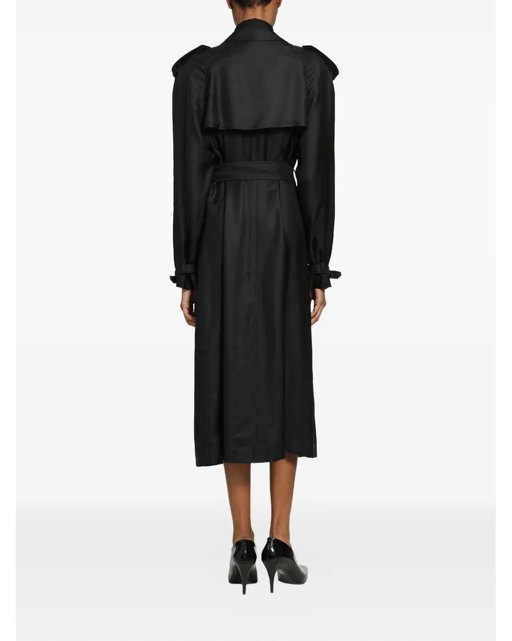 Saint Laurent Black Silk Trench Coat