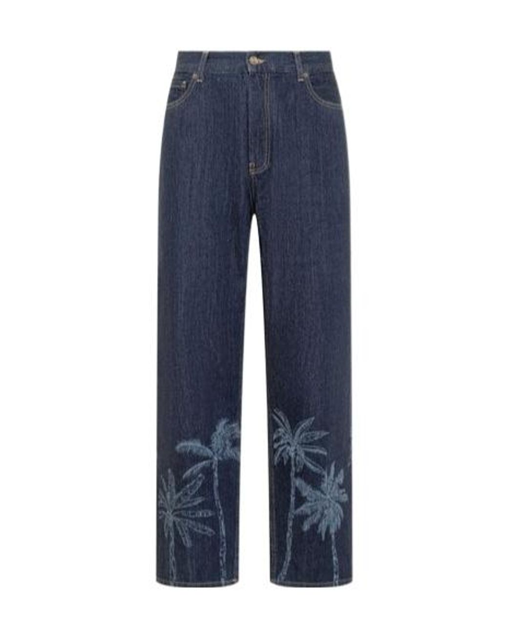 Alanui Blue Logo-Patch Straight-Leg Jeans for men