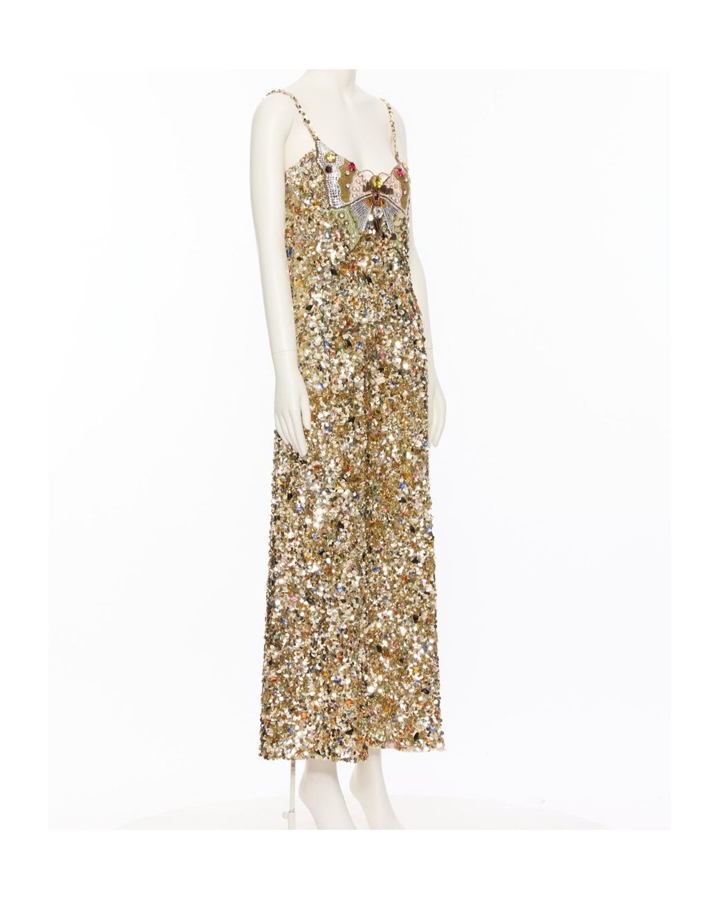 Valentino Metallic Embroidered Tulle Illusione Midi Dress