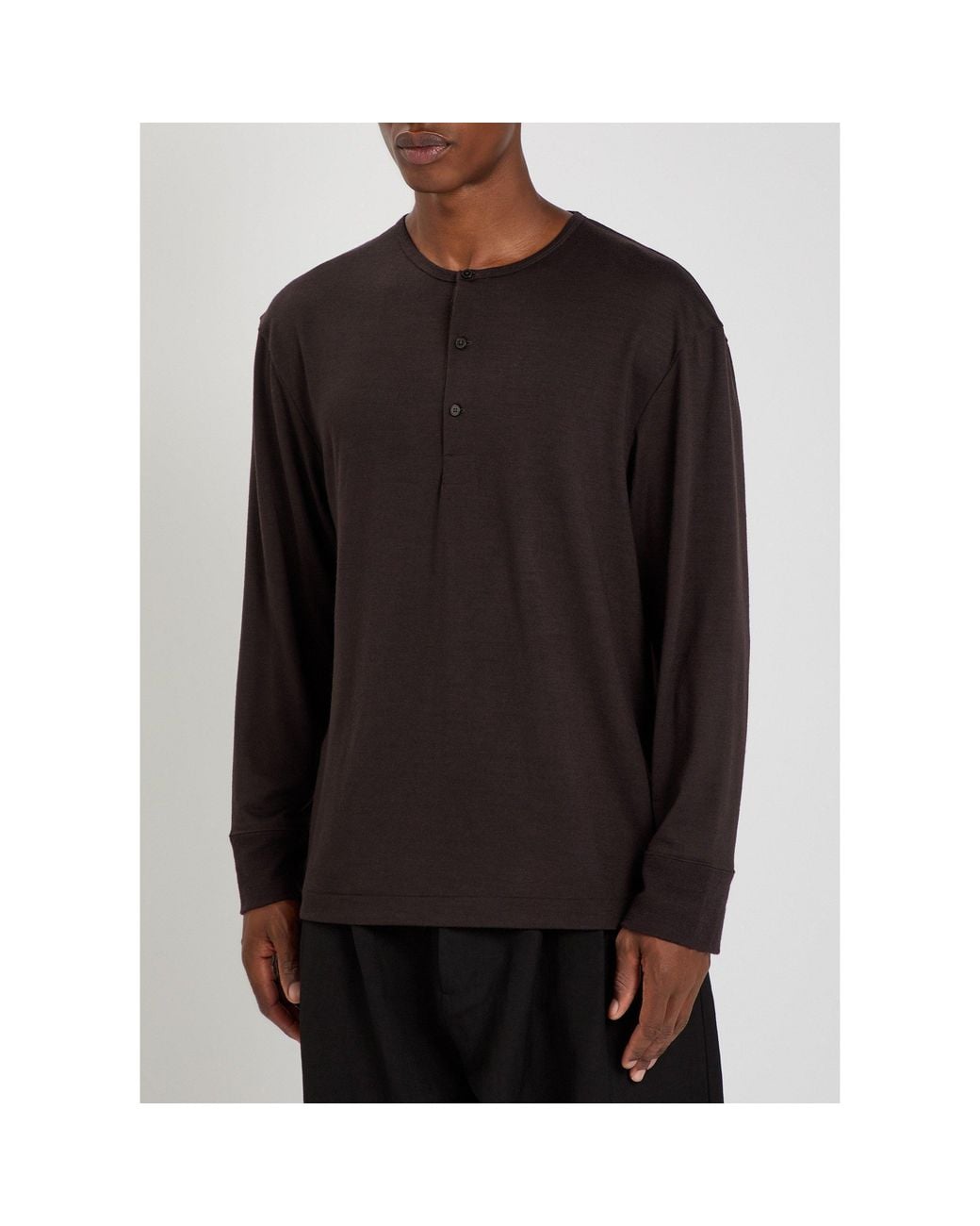 Studio Nicholson Black Loose Pure Wool T-Shirt for men