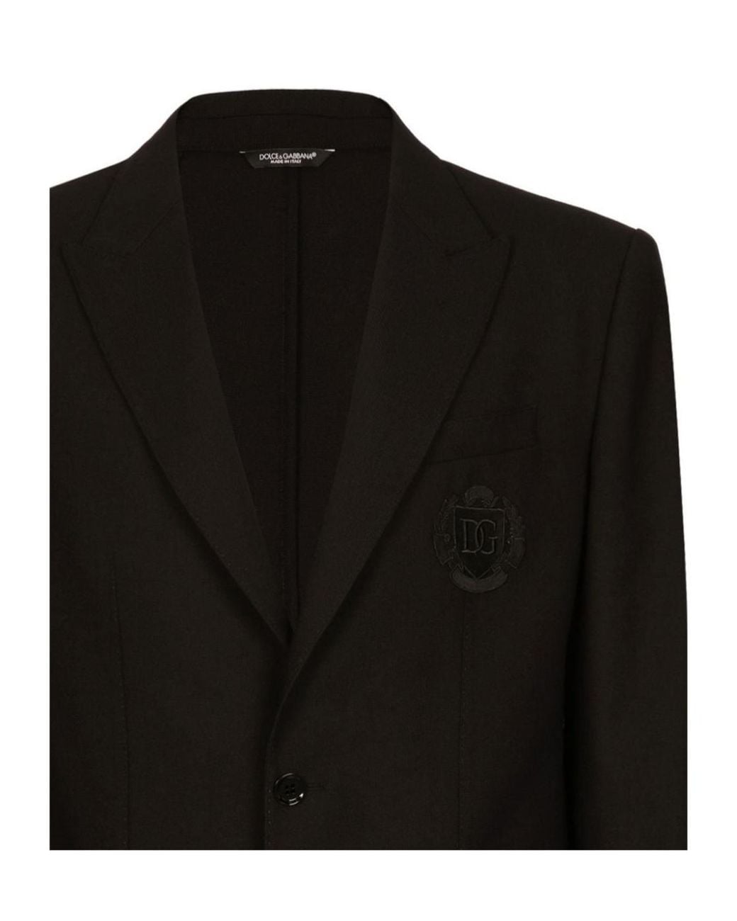 Dolce & Gabbana Black Logo Embroidered Tailored Blazer for men