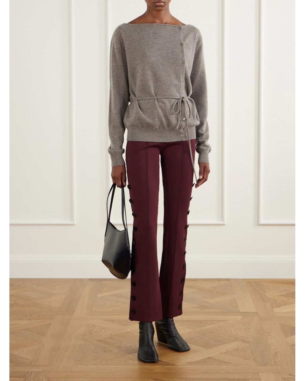 Proenza Schouler Red Martina Button-Embellished Stretch-Jersey Skinny Pants