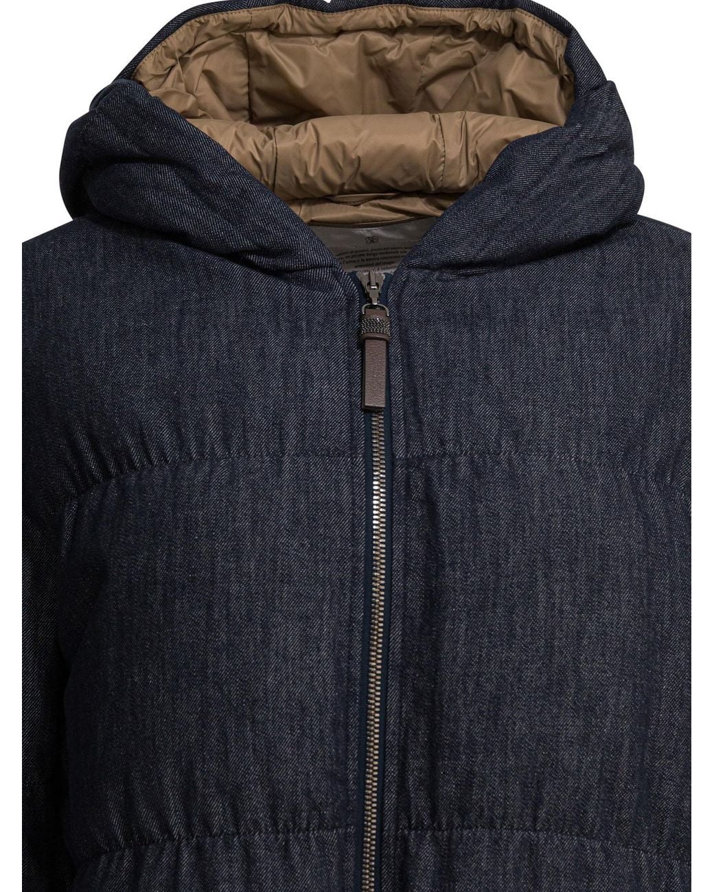 Brunello Cucinelli Blue Zip-Up Hooded Jacket