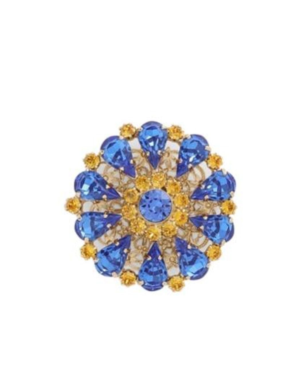 Dolce & Gabbana Blue Floral Motif Brooch for men