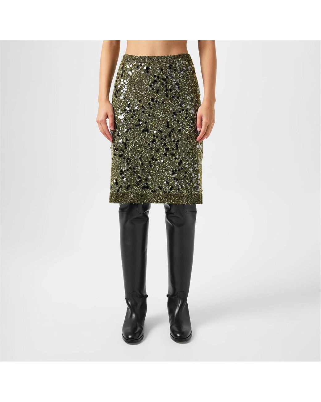 Gucci Green Sequin Knit Skirt