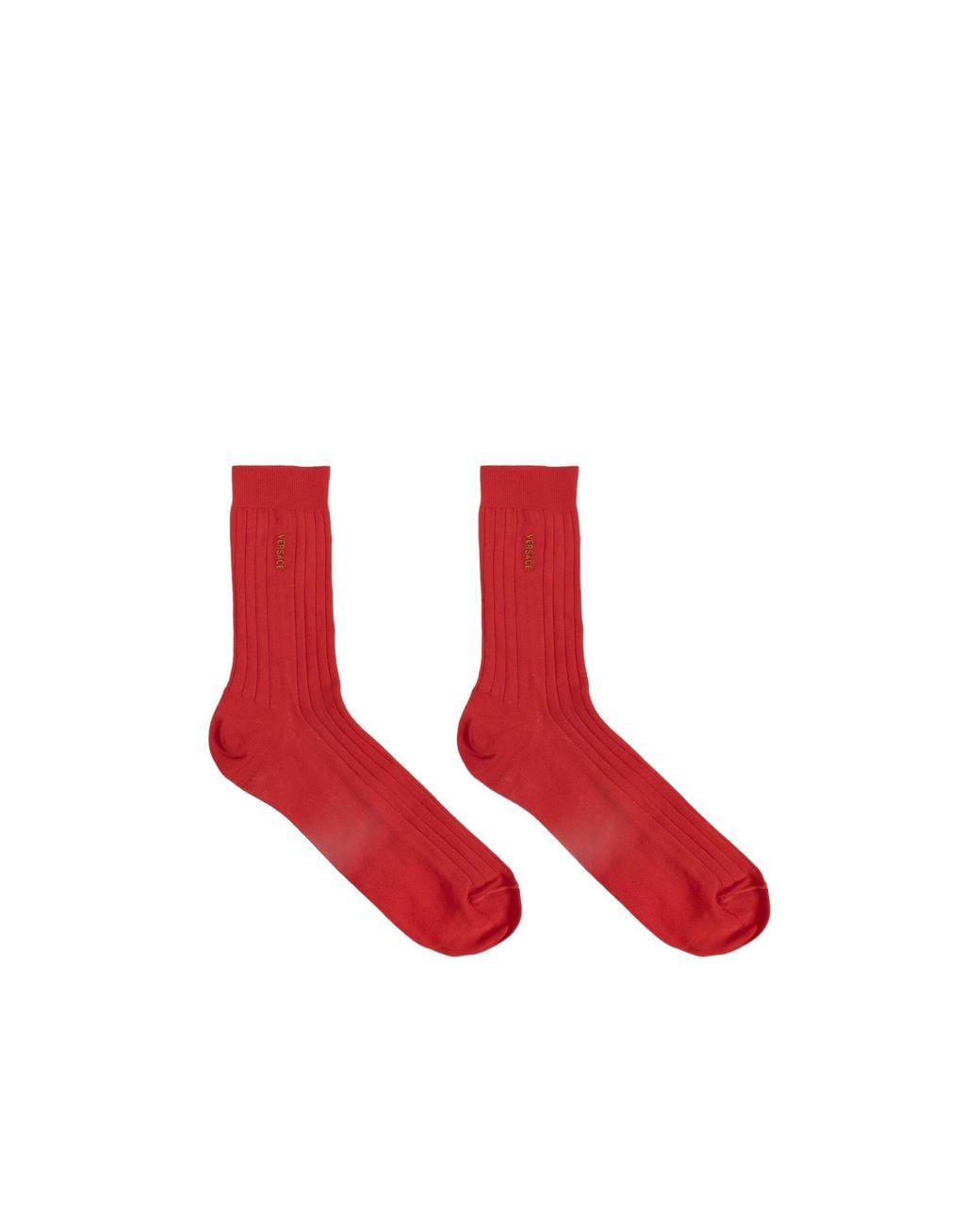 Versace Red Ribbed Logo Socks for men