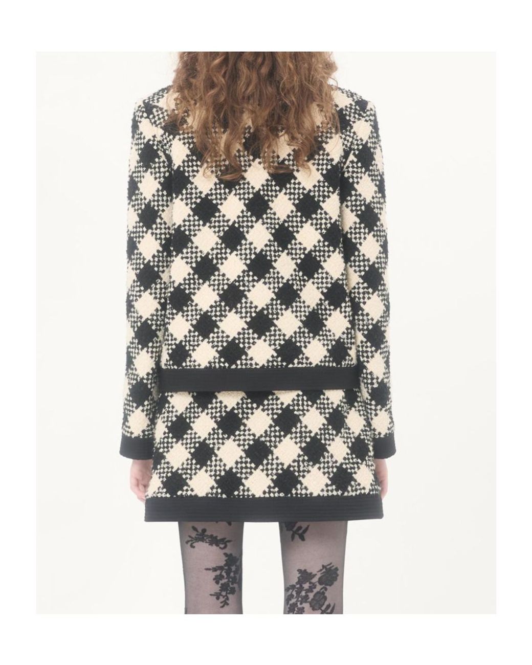 Valentino Black Damier Button-Up Tweed Jacket