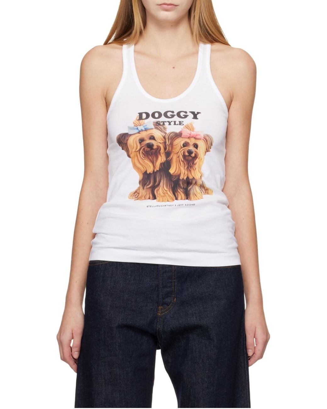 Stella McCartney White Doggy Printed Tank Top