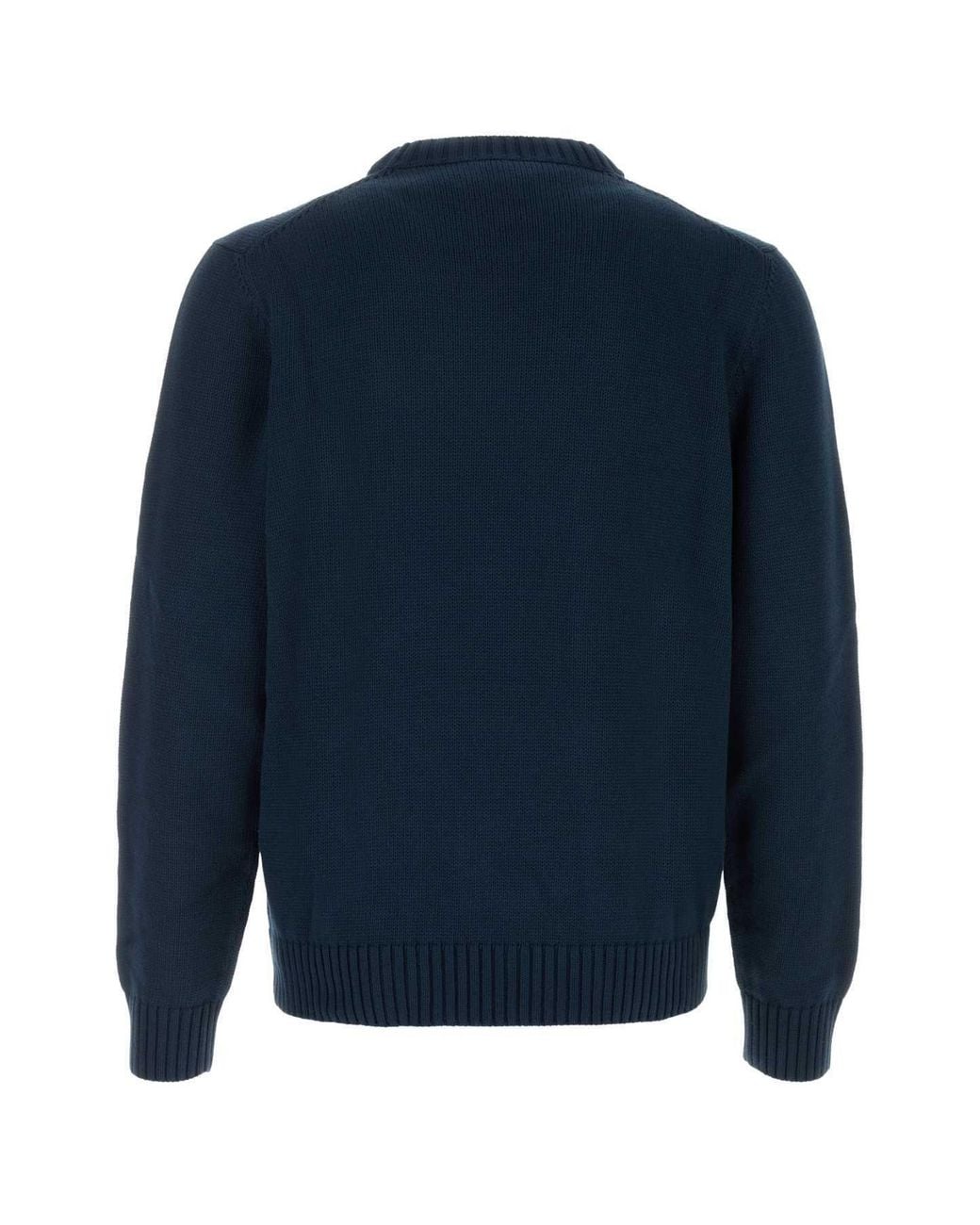 Prada Blue Logo Embroidered Knitted Sweater for men