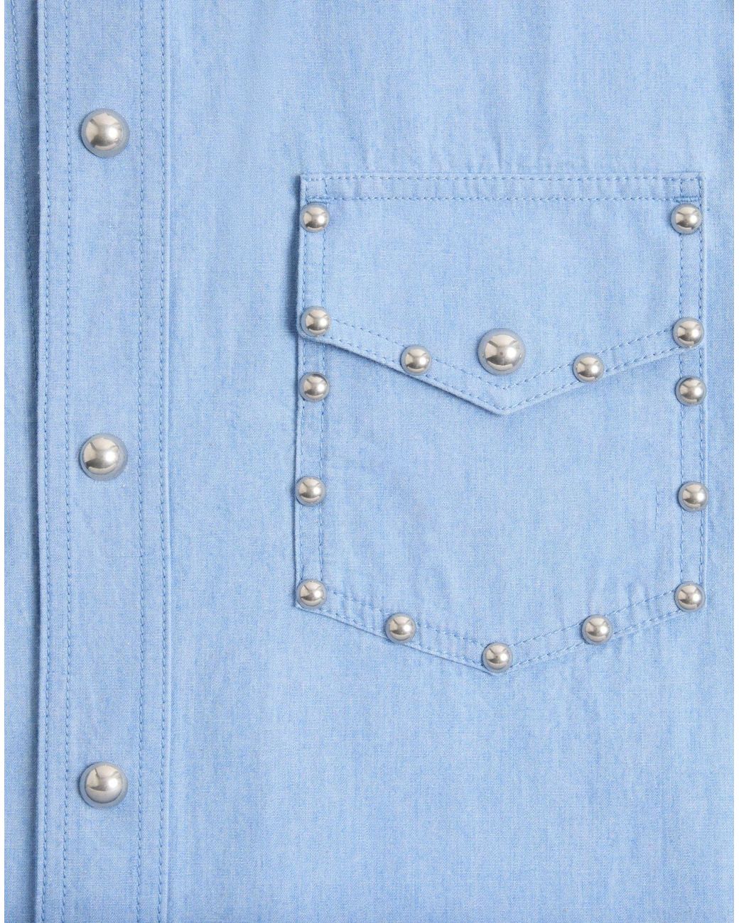 Valentino Blue Denim Shirt With Cabochons for men