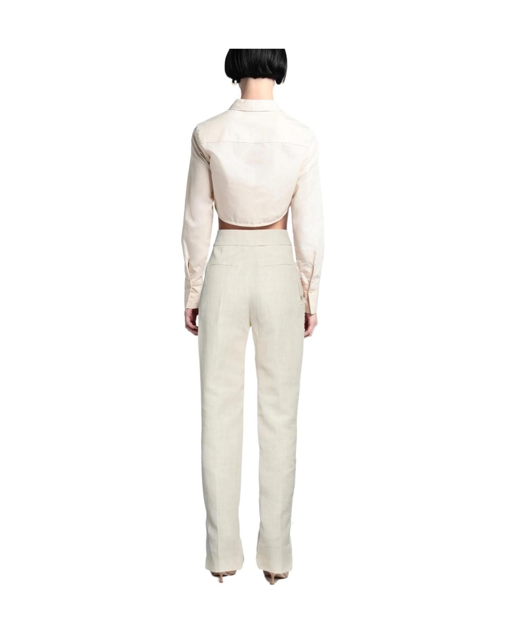 Jacquemus White Solid Colour Formal Trousers