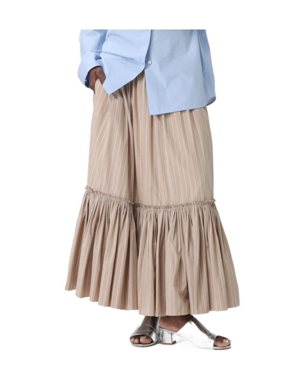 Jil Sander Blue Lightweight Striped Skirt