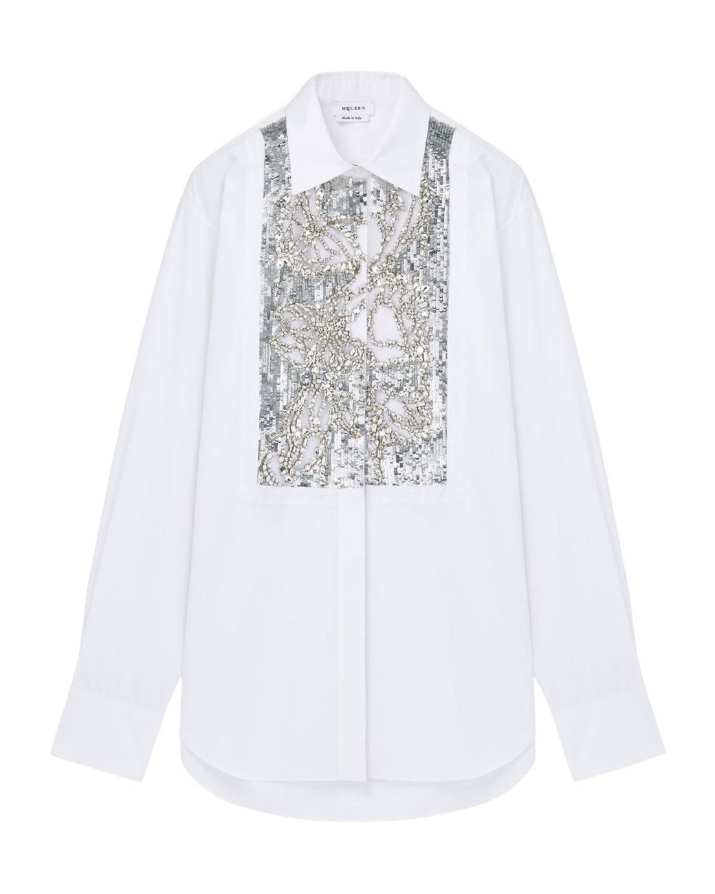 McQueen White Embellished Embroidered Shirt