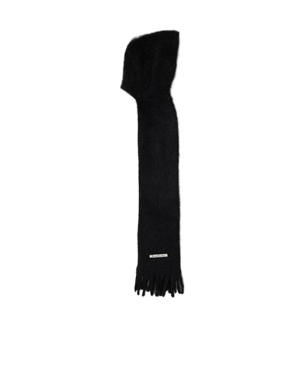Acne Black Hooded Mohair Wool Scarf for men