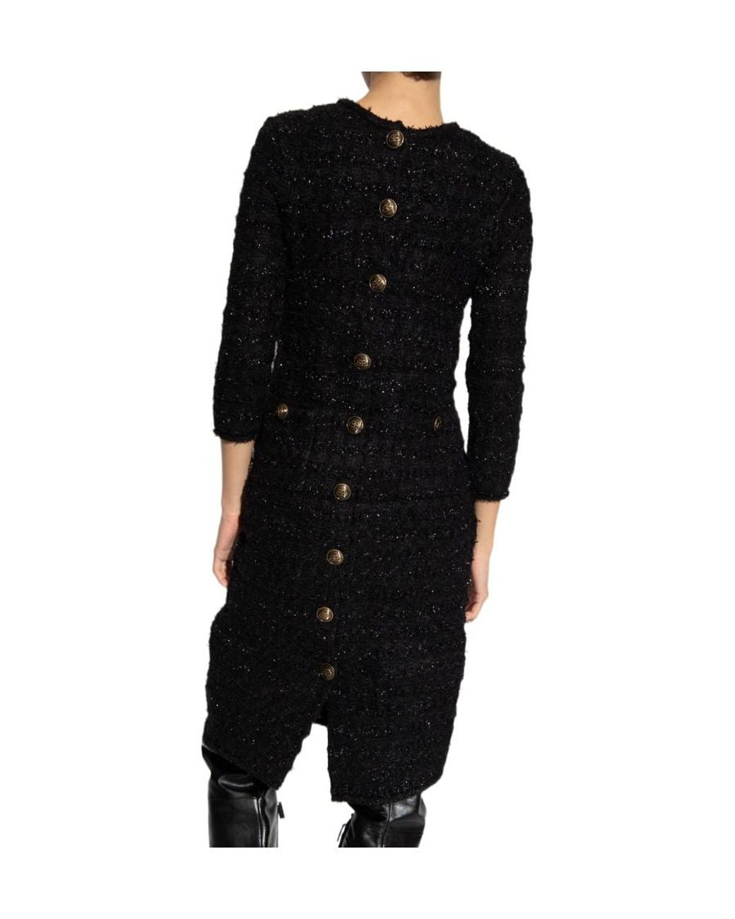 Balenciaga Black Crewneck Tweed Dress