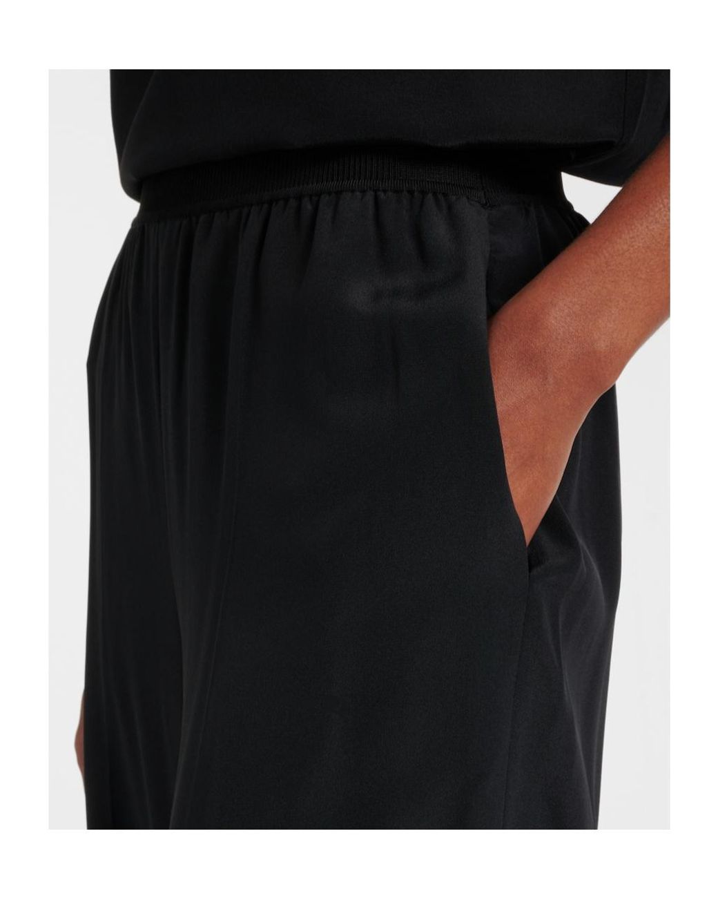 Joseph Black Hulin Silk Crepe De Soie Wide-Leg Pants