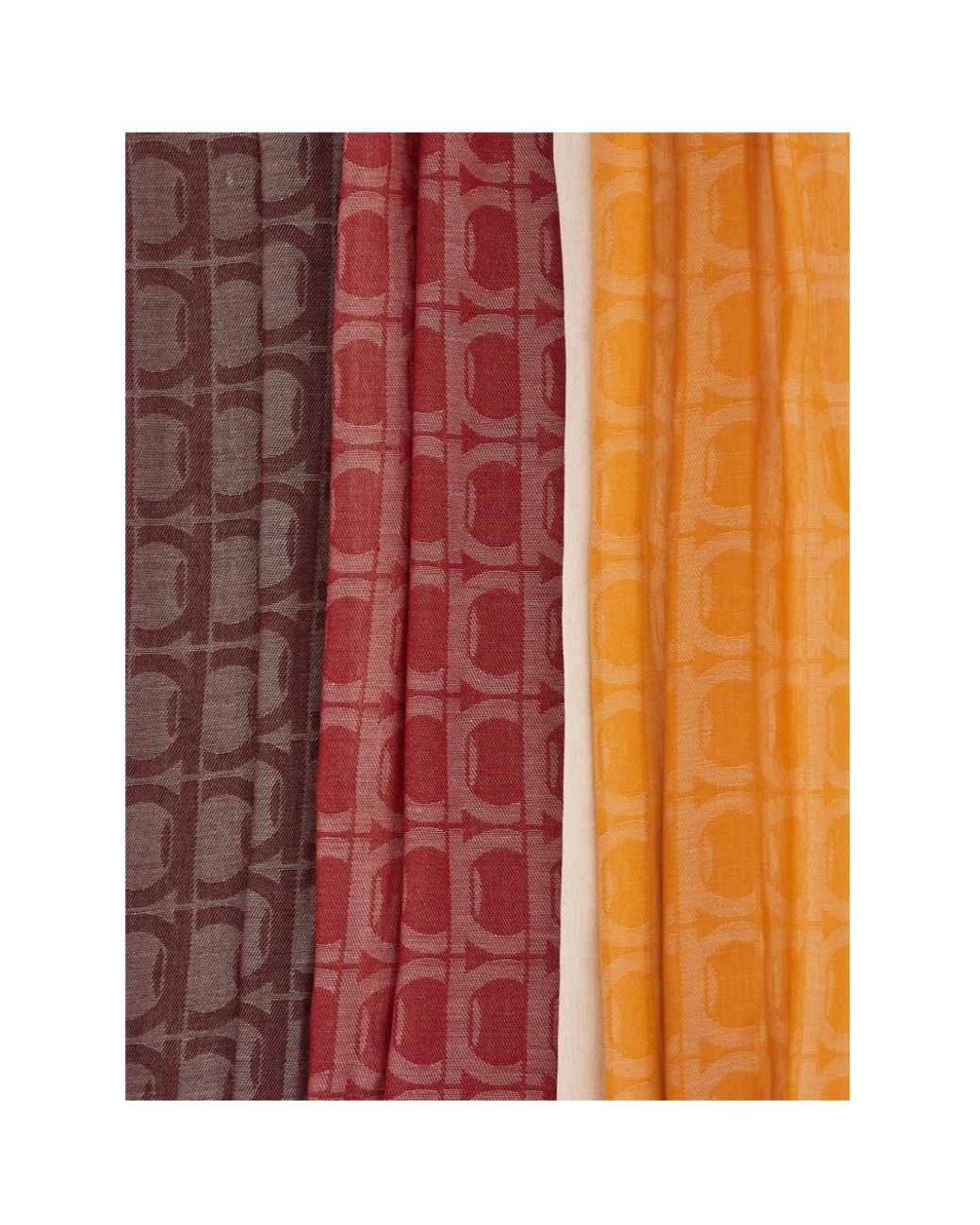 Ferragamo Red Ferragamo Gancini Colourblock Frayed-Edge Scarf for men