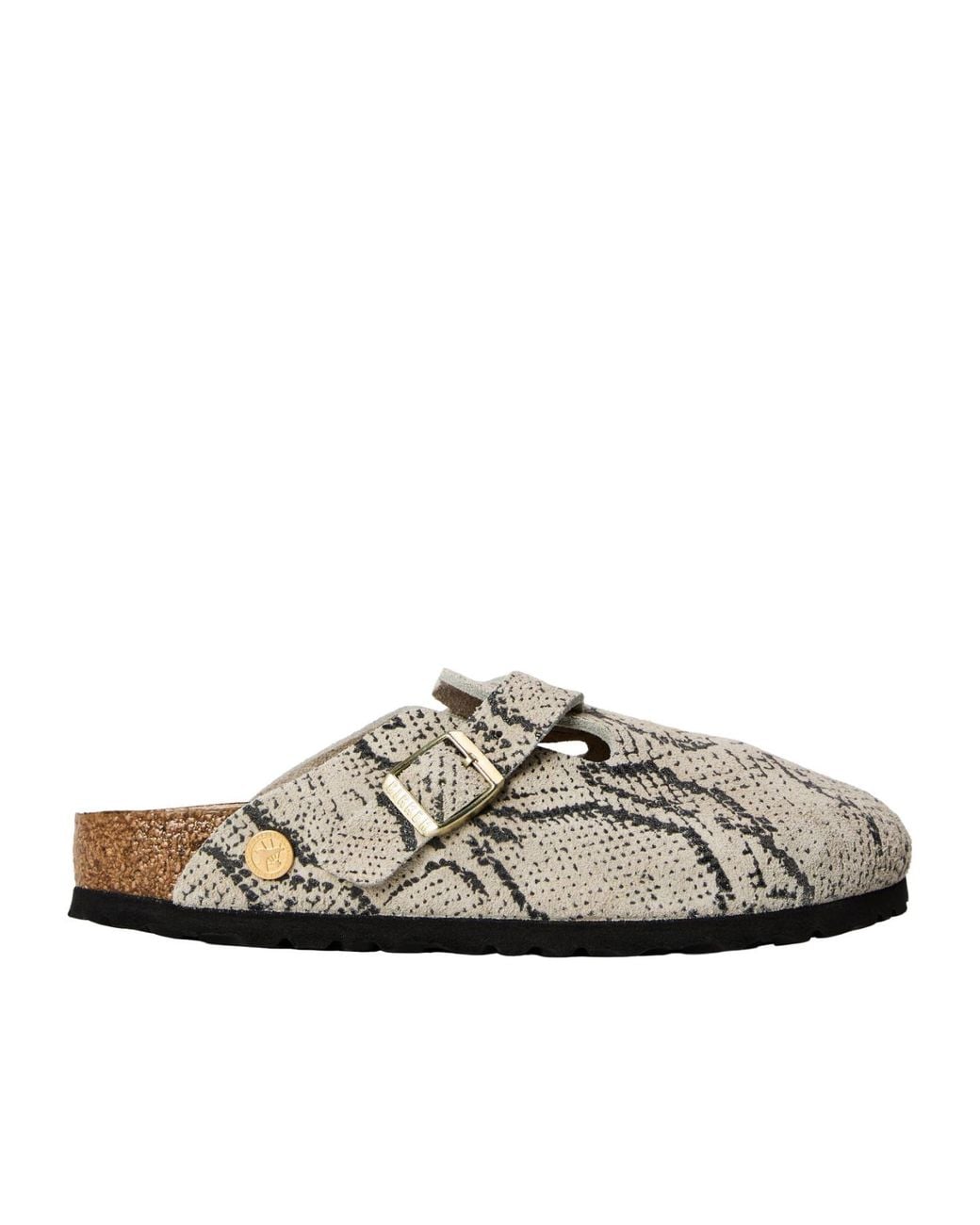 Birkenstock White Boston Suede Flat Sandals