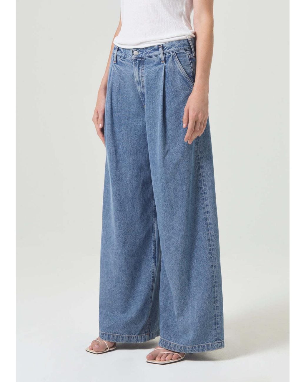 Agolde Blue Ellis Pleated Wide-Leg Jeans