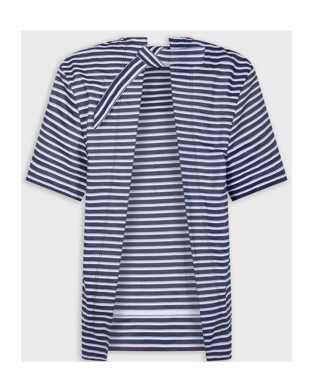 Rabanne Blue Striped Embroidered Poplin T-Shirt