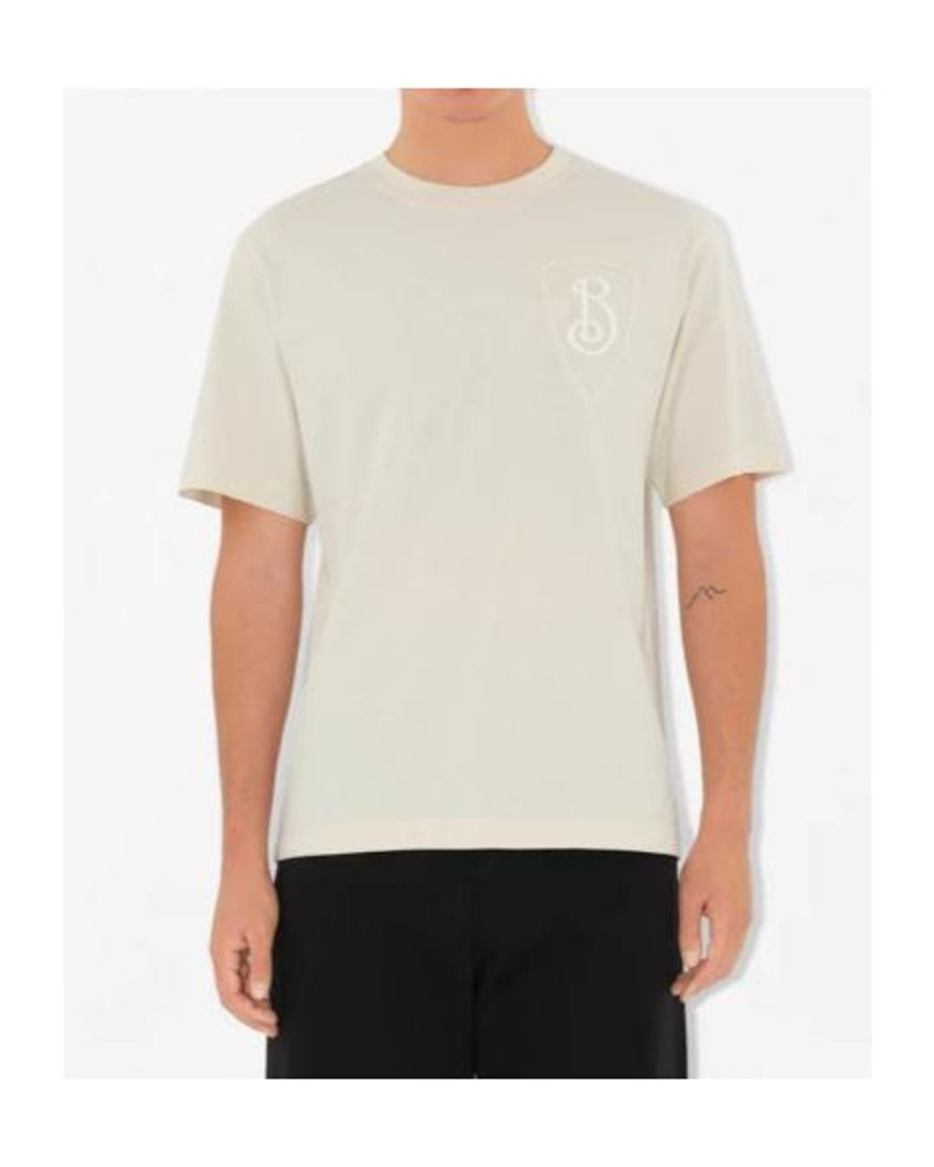 Burberry White B Shield T-Shirt for men
