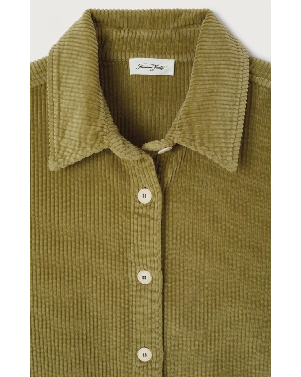 American Vintage Green Oversized Corduroy Shirt