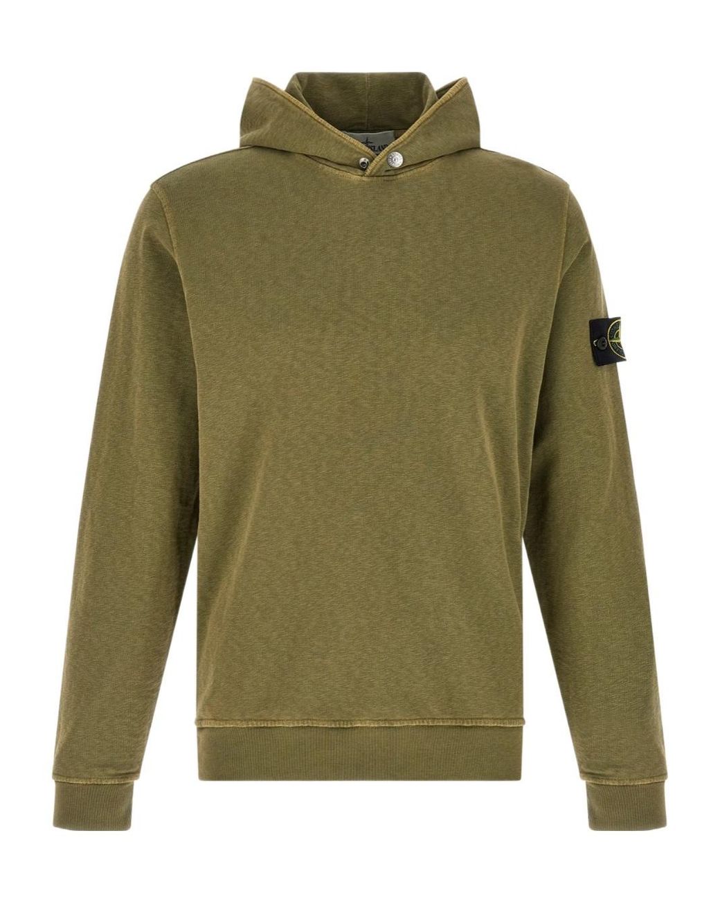 Stone Island Green Logo Badge Hoodie for men