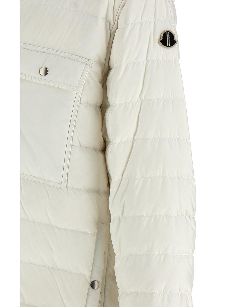 Moncler White Moncler Rick Owens V-Neck Padded Jacket for men