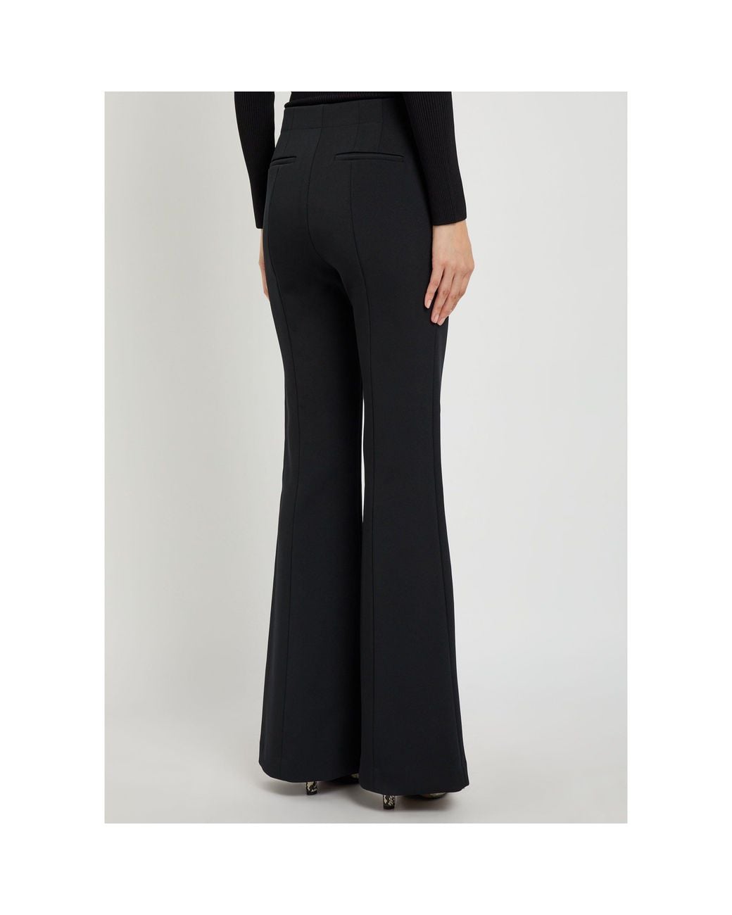 Jonathan Simkhai Black High-Waisted Flared Casual Trousers