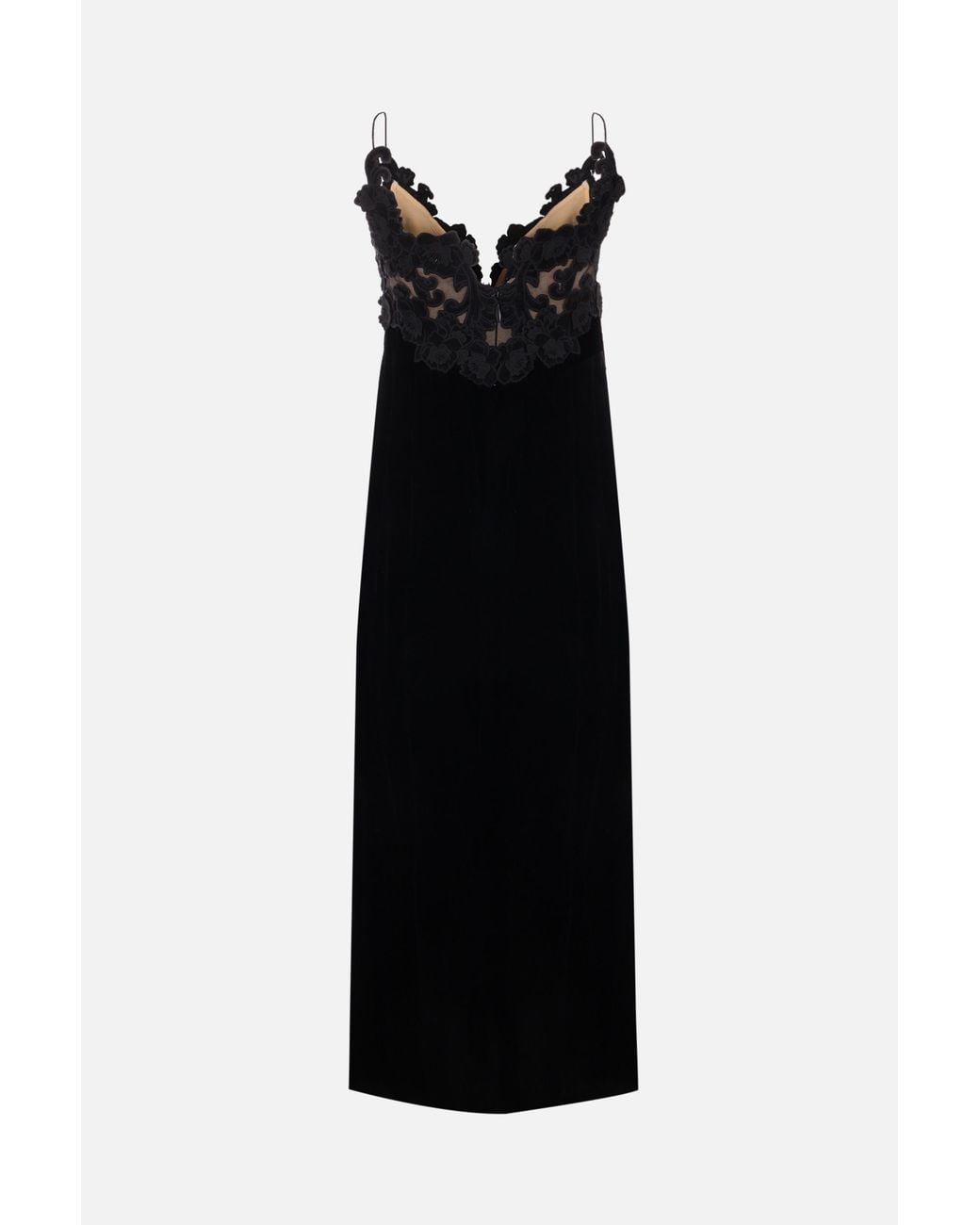 Zimmermann Black Floral-Embellished Velvet A-Line Dress