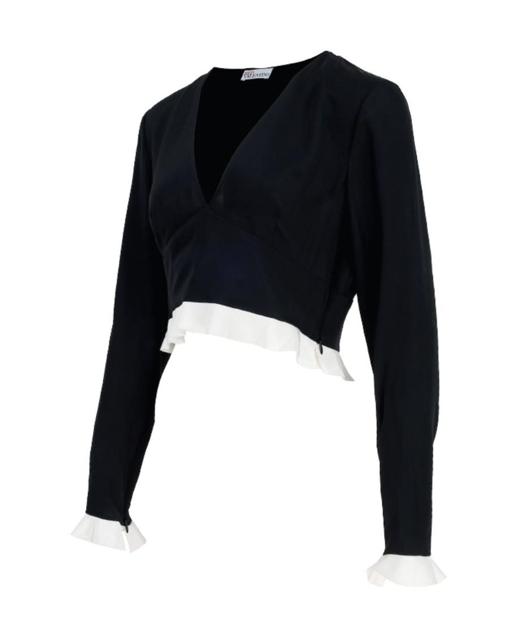 RED Valentino Black V-Neck Blouse