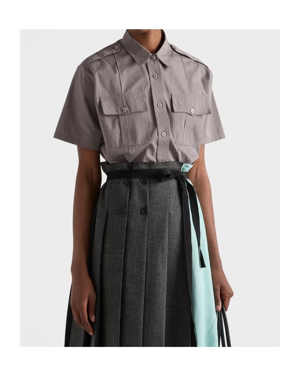 Prada Gray Short-Sleeved Utility Shirt