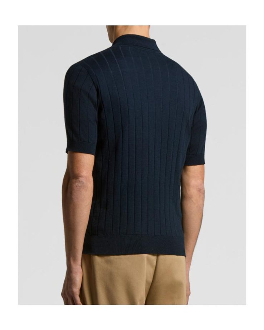Peserico Blue Ribbed Polo for men