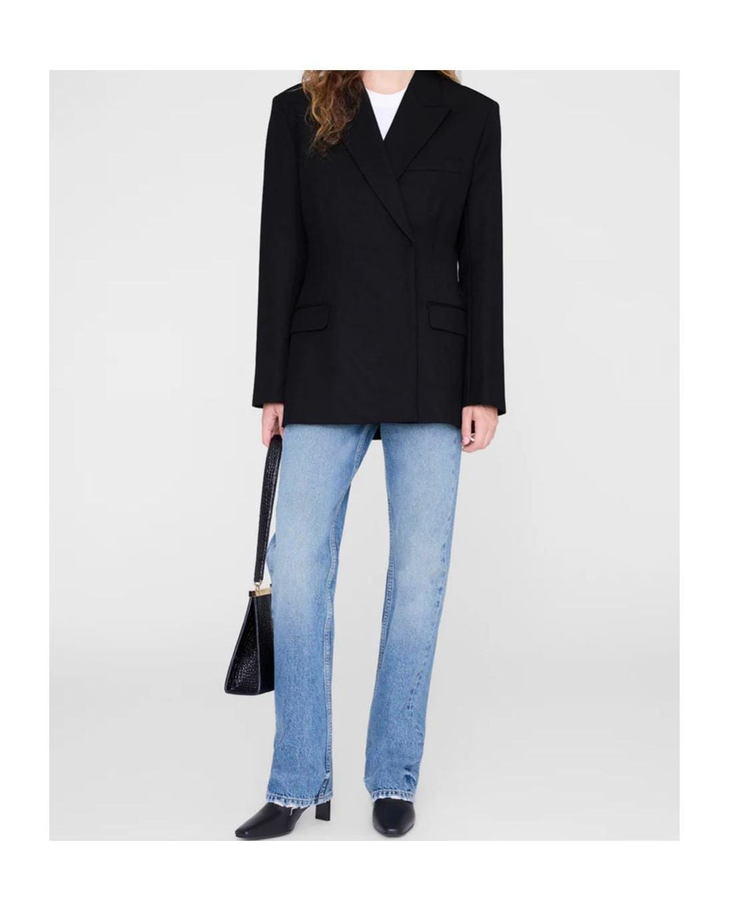 Anine Bing Black Aretha Long Sleeve Blazer