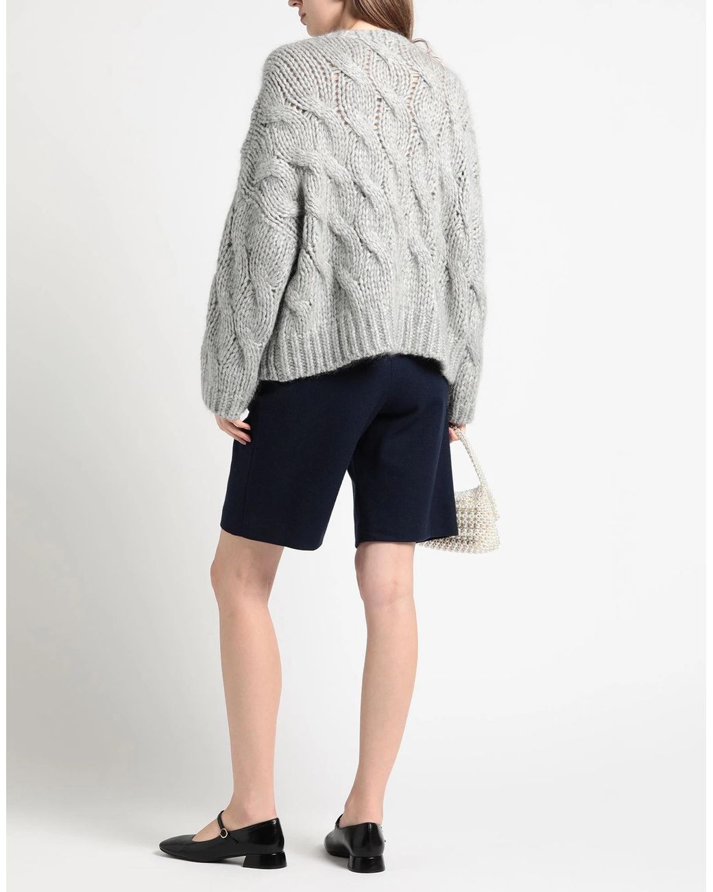 Brunello Cucinelli Gray Metallic Medium Weight Knit Sweater