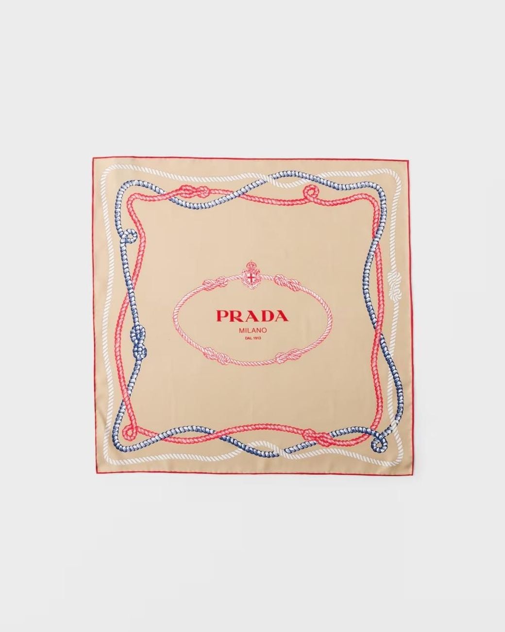 Prada White Printed Silk Twill Scarf 55