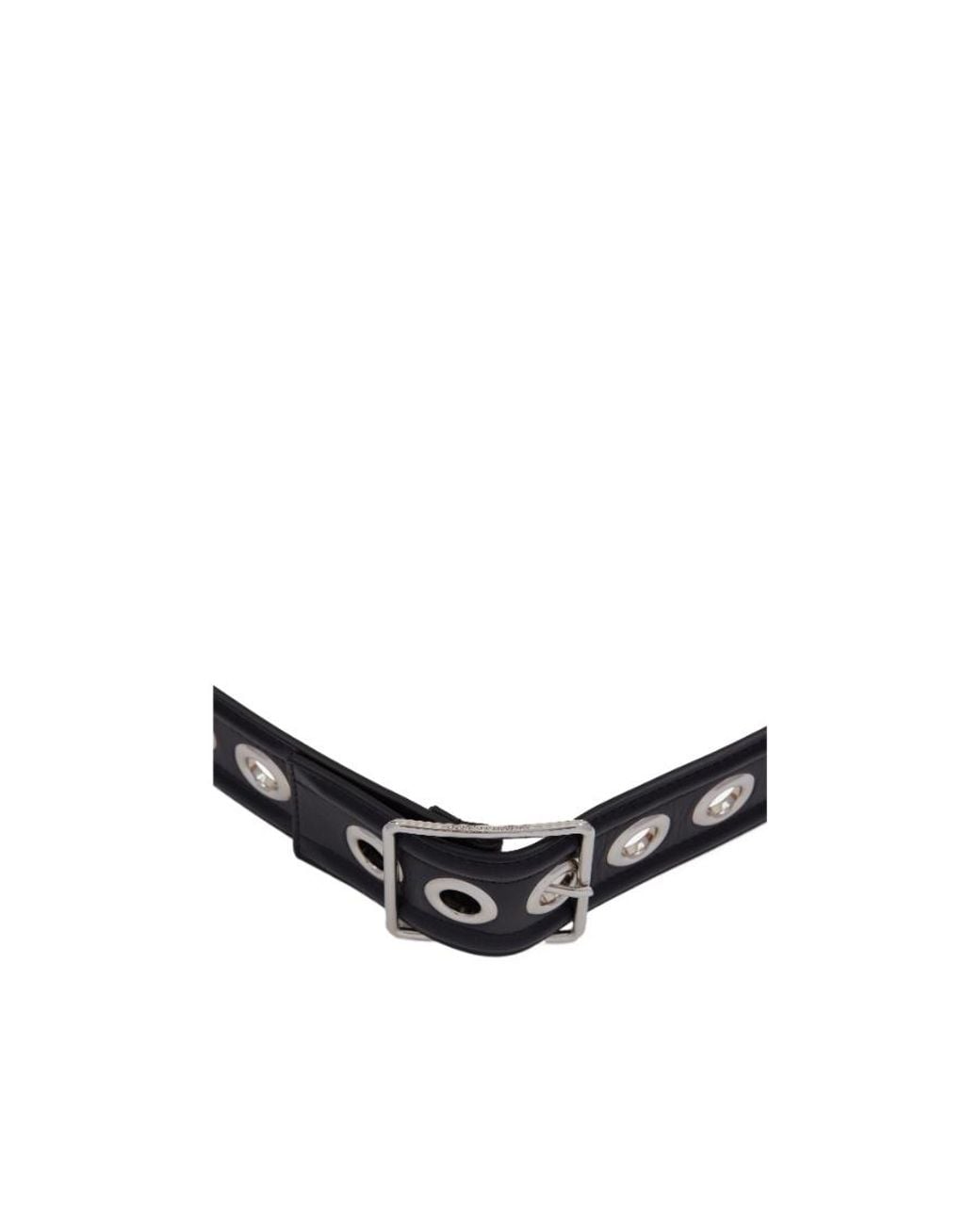 McQueen White Eyelet Detailed Buckled Belt