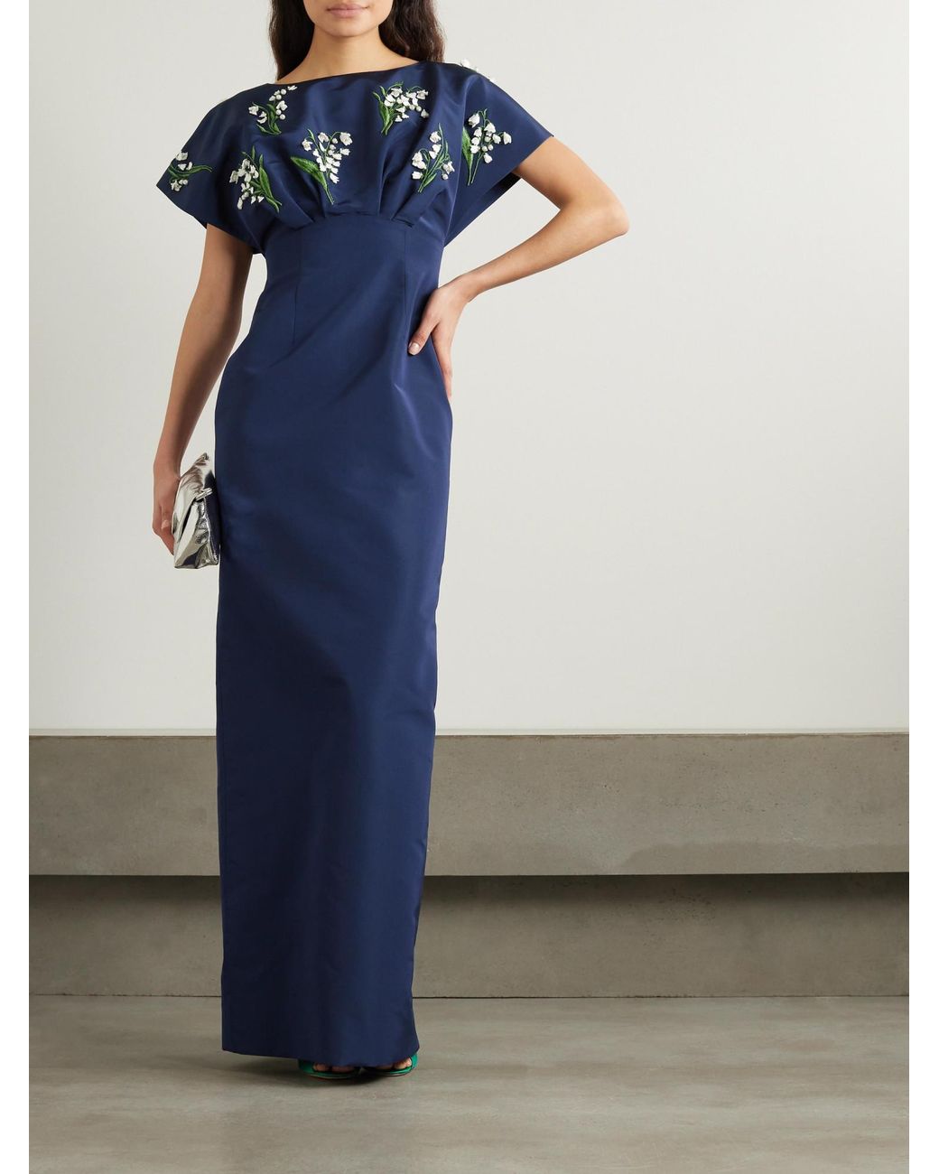 Carolina Herrera Blue Embellished Dress