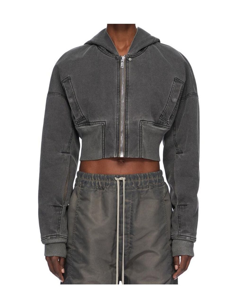 Rick Owens Gray Cropped Bomber Jacket