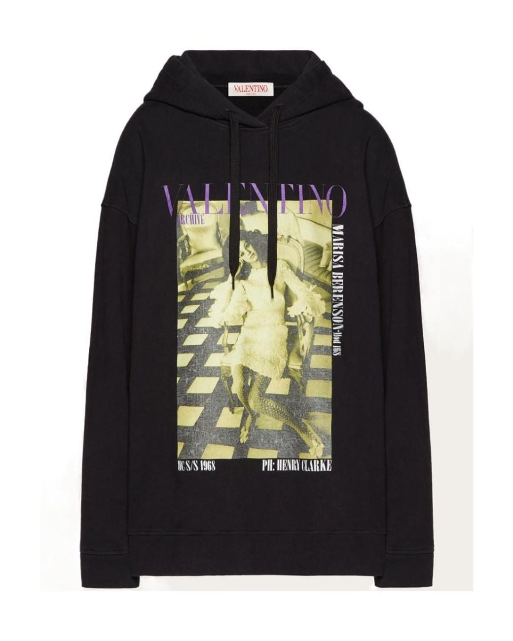 Valentino Black Pattern Printed Hooded Hoodie