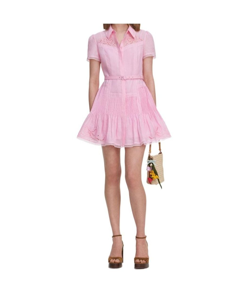 Self-Portrait Pink Embroidered Mini Dress