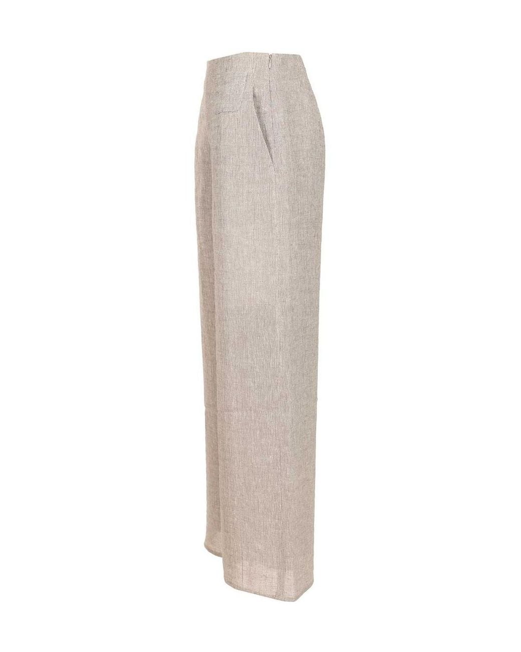 Emporio Armani Gray Zip Detailed Wide Leg Pants