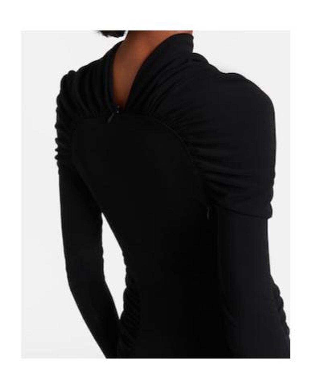 Victoria Beckham Black Gathered Asymmetric Jersey Midi Dress