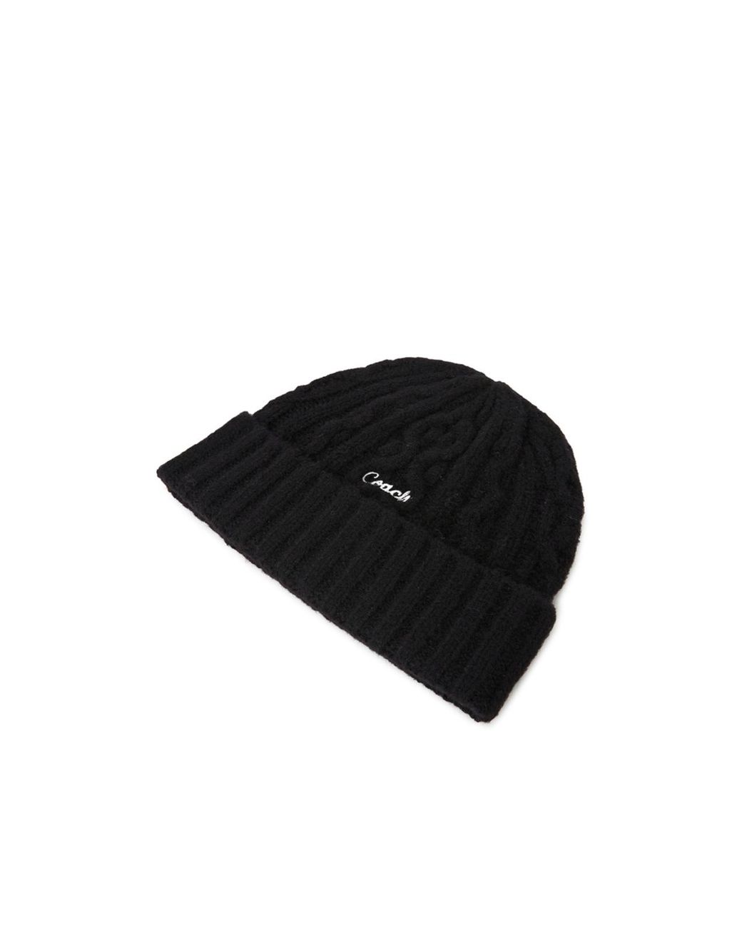 COACH Black Turn-Up Knit Hat for men
