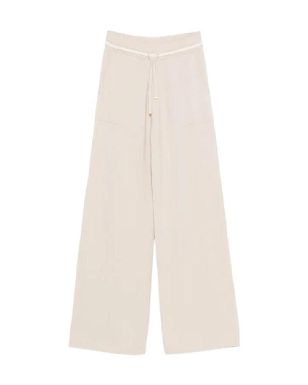 Eleventy White Ribbed Drawstring Trousers