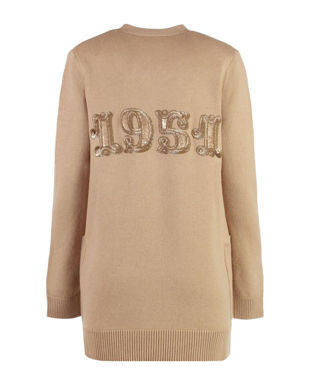 Max Mara Natural Villar V-Neck Long-Sleeved Cardigan
